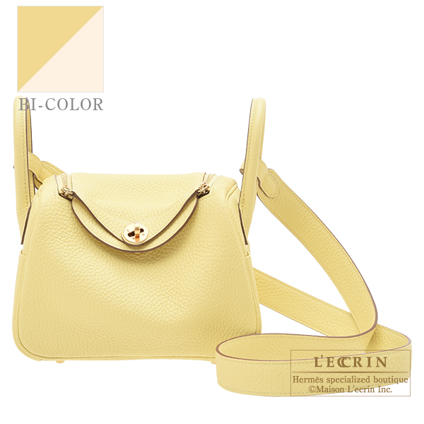 Hermes Lindy Mini Bag Togo Leather Gold Hardware In Yellow