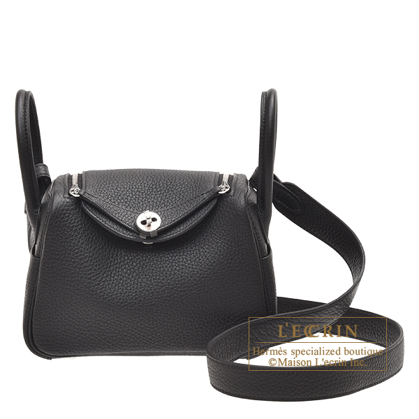 Hermes Lindy bag mini Black Clemence leather Silver hardware