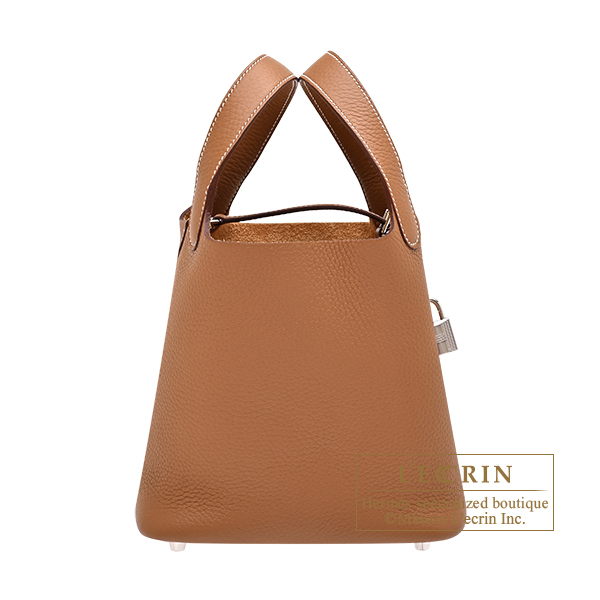 Hermes Picotin Lock bag 18/PM Gold Clemence leather Silver hardware