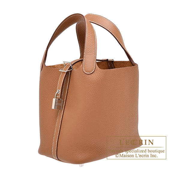 Hermes Picotin Lock bag 18/PM Gold Clemence leather Silver hardware