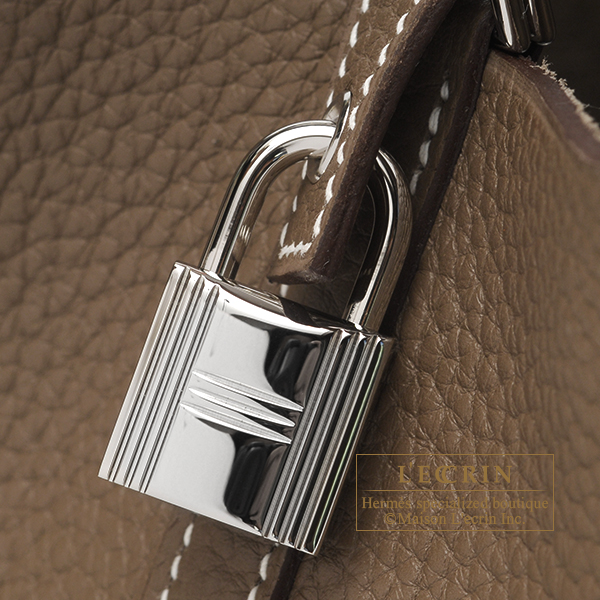 Hermes Picotin Lock casaque bag MM Etain/Etoupe grey Clemence leather  Silver hardware