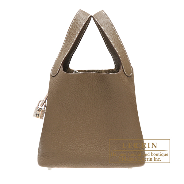Hermes　Picotin Lock bag MM　Etoupe grey　Clemence leather　Silver hardware