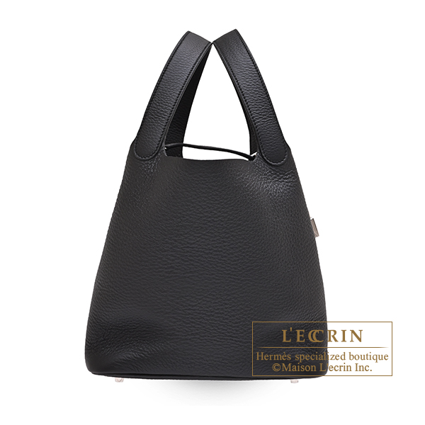 Hermes Picotin Lock bag 22/MM Black Clemence leather Silver hardware