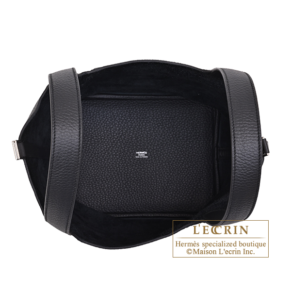 Hermes Picotin Lock bag 22/MM Black Clemence leather Silver hardware