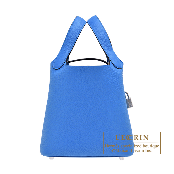 Hermes Picotin Lock bag 18/PM Blue hydra Clemence leather Silver hardware