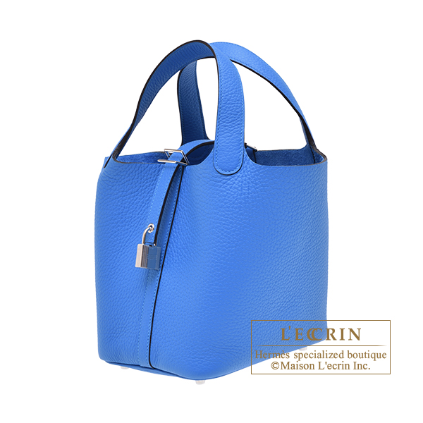 Hermes Picotin Lock bag 18/PM Blue hydra Clemence leather Silver hardware