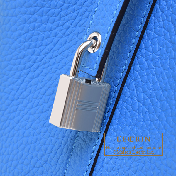 Hermes Picotin Lock bag 18/PM Blue hydra Clemence leather Silver hardware