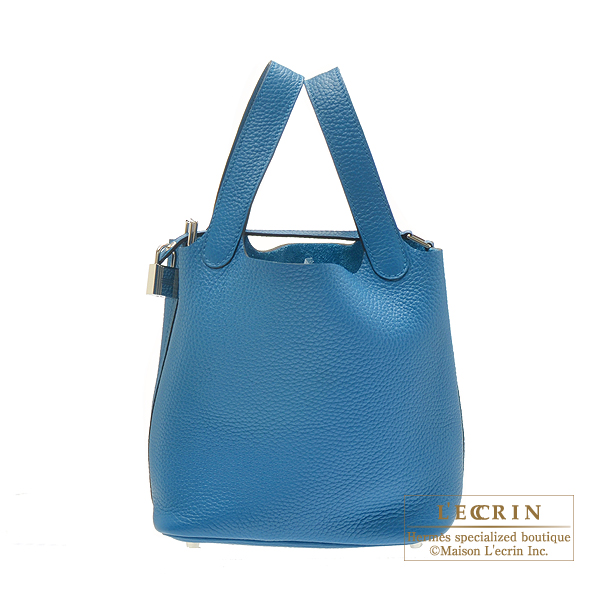 Hermes Picotin Lock bag PM Blue pale Clemence leather Silver
