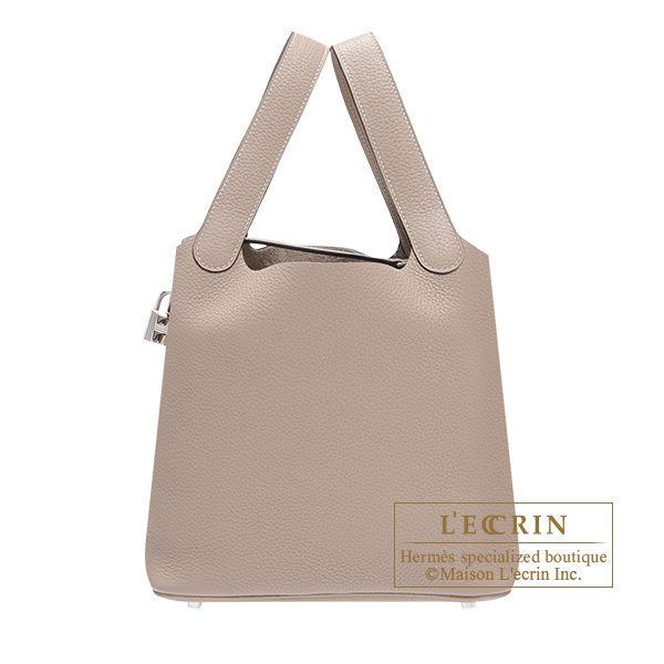 Hermes Picotin Lock bag MM Gris tourterelle Clemence leather Silver  hardware