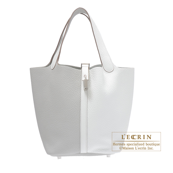 Hermes　Picotin Lock casaque  bag 22/MM　White/Pearl grey　Clemence leather　Silver hardware