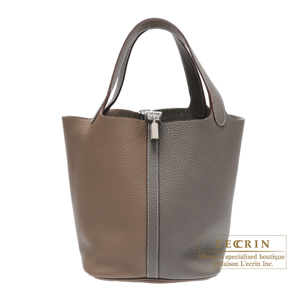 Hermes　Picotin Lock casaque bag 22/MM　Etain/Etoupe grey　Clemence leather　Silver hardware