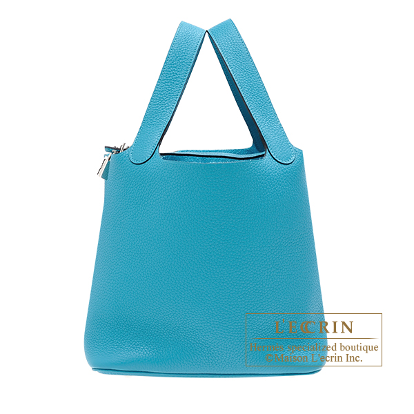 Hermes　Picotin Lock bag 22/MM　Turquoise blue　Clemence leather　Silver hardware