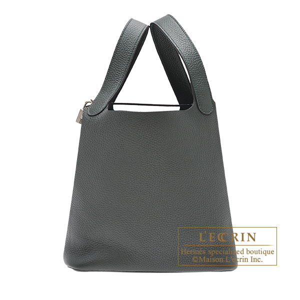 Hermes　Picotin Lock bag 22/MM　Vert fonce　Clemence leather　Silver hardware