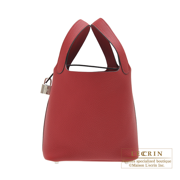 Hermes　Picotin Lock bag PM　Rouge grenat　Clemence leather　Silver hardware