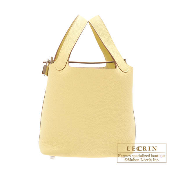 Hermes　Picotin Lock bag 18/PM　Jaune poussin　Clemence leather　Silver hardware