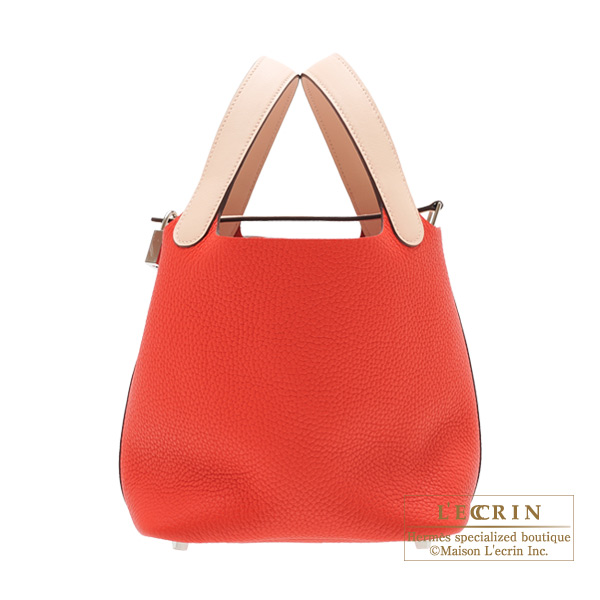 Hermes　Picotin Lock　Touch bag 18/PM　Rouge tomate/Rose eglantine　Clemence leather/　Swift leather　Silver hardware