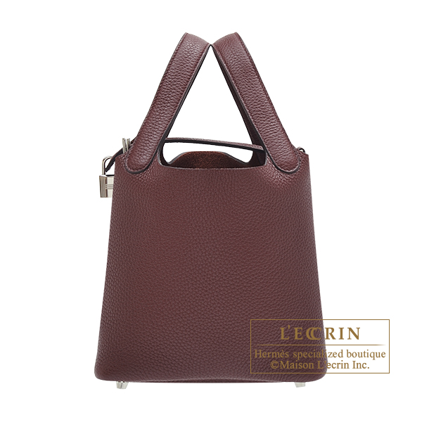 Hermes　Picotin Lock bag 18/PM　Bordeaux　Clemence leather　Silver hardware