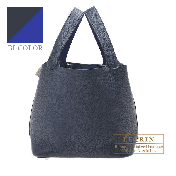 Hermes　Picotin Lock　Eclat bag 22/MM　Blue nuit/　Blue electric　Clemence leather/　Swift leather　Silver hardware