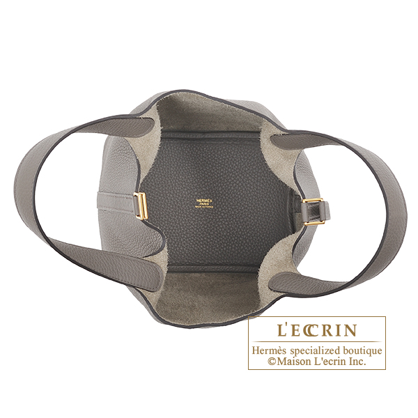 Hermes Picotin Lock casaque bag MM Etain/Etoupe grey Clemence leather  Silver hardware