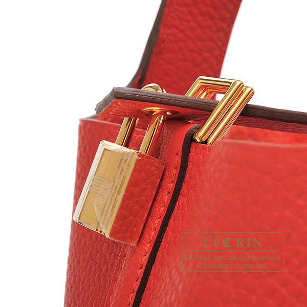 Hermes Kelly 20 Mini Sellier Bag Rouge Tomate Epsom Gold Hardware