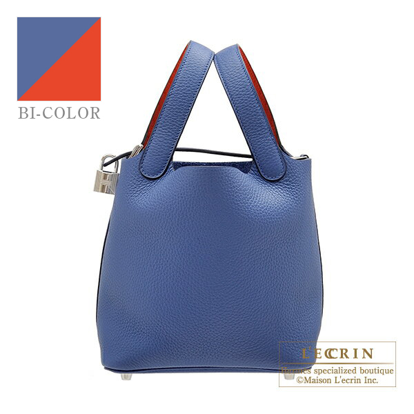 Hermes　Picotin Lock　Eclat bag 18/PM　Blue brighton/　Capucine　Clemence leather/Swift leather　Silver hardware