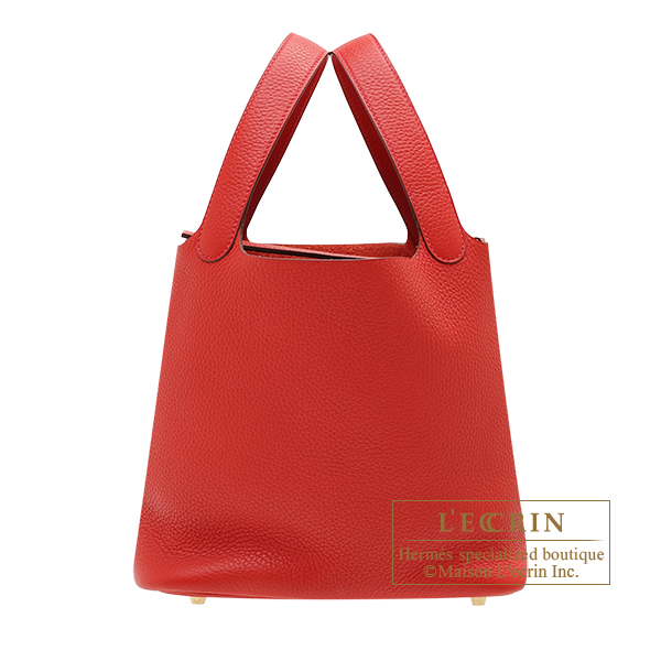 Hermes　Picotin Lock bag 22/MM　Rouge casaque　Clemence leather　Gold hardware