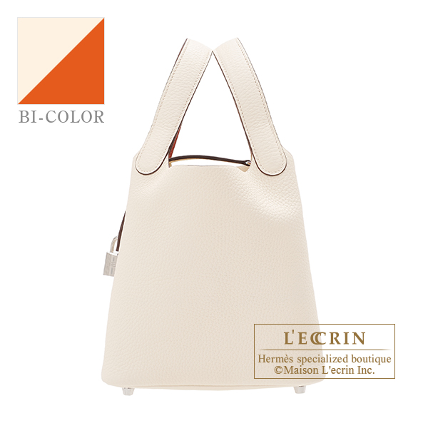 Hermes　Picotin Lock　Eclat bag 18/PM　Nata/　Terre battue　Clemence leather/Swift leather　Silver hardware