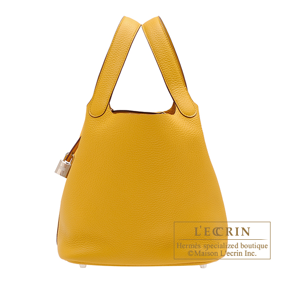 Hermes　Picotin Lock bag 22/MM　Jaune ambre　Clemence leather　Silver hardware