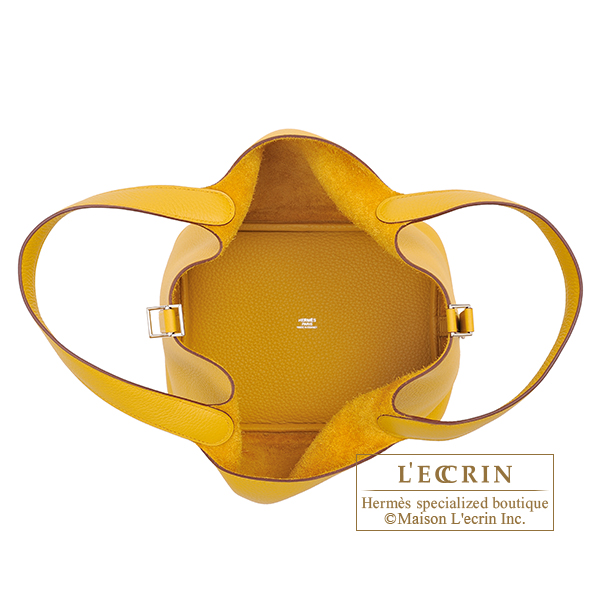 Hermes Picotin Lock PM Jaune ambre/Brique/Blanc Epsom Silver hardware