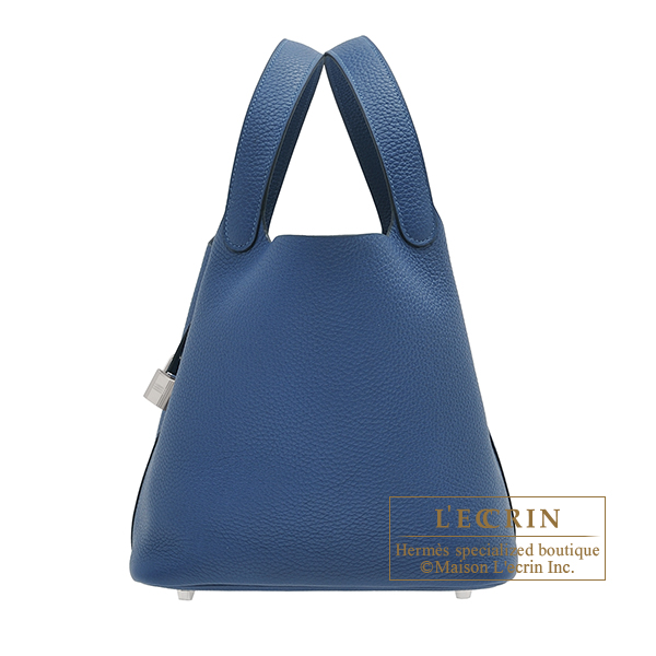 Hermes Picotin Lock bag MM Deep blue Clemence leather Silver hardware
