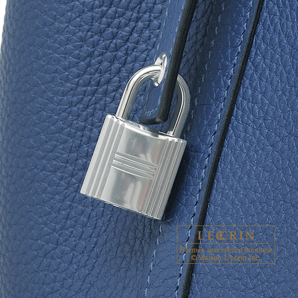 Hermes Picotin Lock casaque bag PM Vert bosphore/ Deep blue Clemence  leather Silver hardware