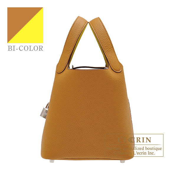 Hermes　Picotin Lock　Eclat bag 18/PM　Sesame/Lime　Clemence leather/Swift leather　Silver hardware