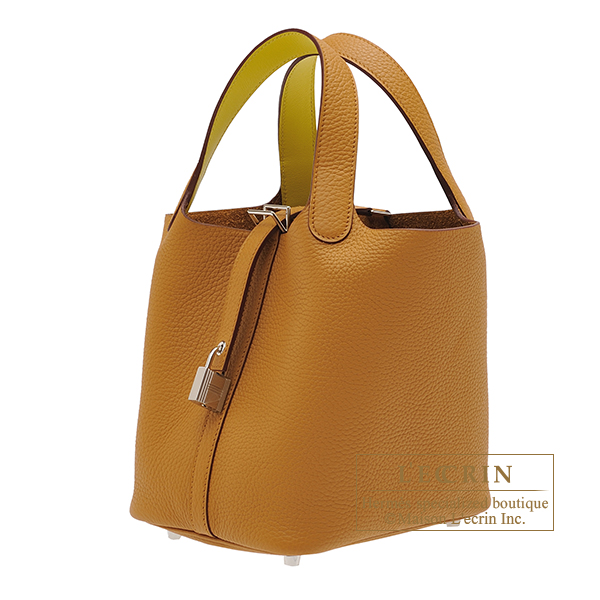 Hermes Picotin Lock Eclat bag PM Sesame/Lime Clemence leather/Swift ...
