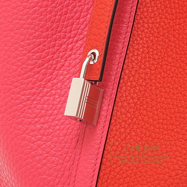 Hermes A Limited Edition Rouge De Coeur, Rose Extreme & Blue Zanzibar Epsom  Leather Casaque Mini
