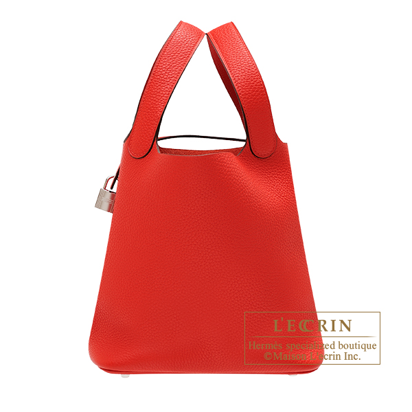 Hermes　Picotin Lock bag 22/MM　Rouge coeur　Clemence leather　Silver hardware