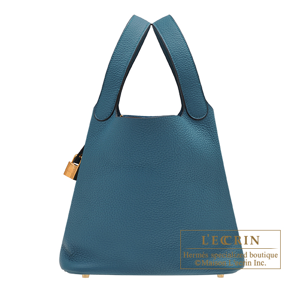 Hermes　Picotin Lock bag 22/MM　Vert bosphore　Clemence leather　Gold hardware