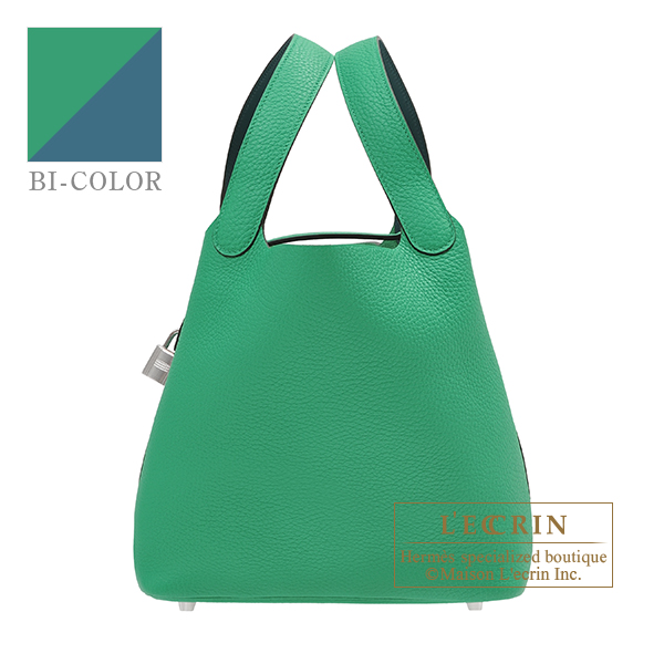 Hermes　Picotin Lock　Eclat bag 22/MM　Menthe/　Vert bosphore　Clemence leather/Swift leather　Silver hardware