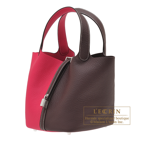 hermes picotin 18cm (stamp z 2021) rouge sellier & framboise, silver  hardware, with dust cover & box