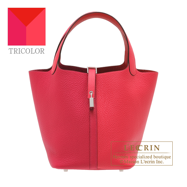 Hermes　Picotin Lock casaque 2 bag MM　Rose extreme/　Rose mexico/　Rouge coeur　Clemence leather　Silver hardware