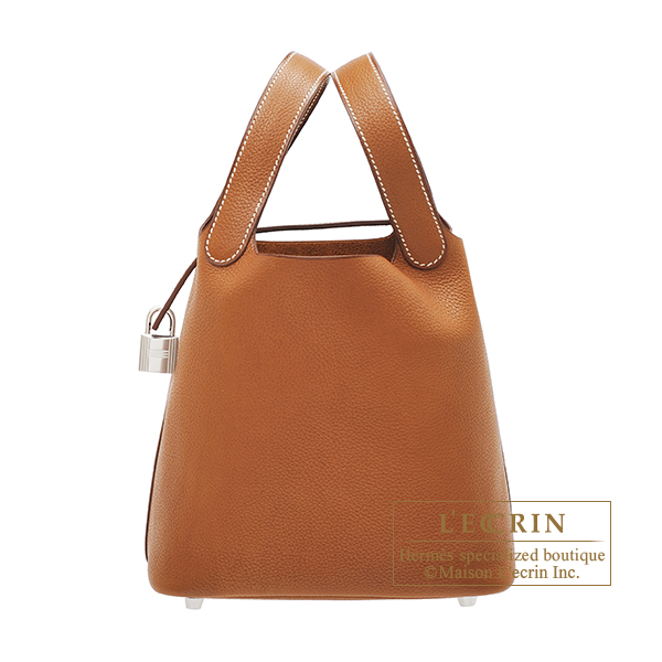 Hermes　Picotin Lock bag 18/PM　Fauve　Barenia faubourg leather　Silver hardware