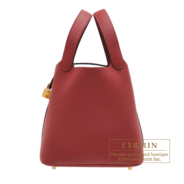 Hermes　Picotin Lock bag 22/MM　Rouge grenat　Clemence leather　Gold hardware