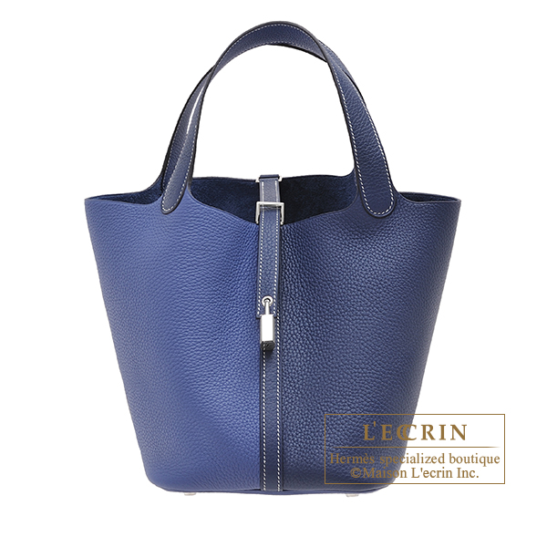 Hermes　Picotin Lock casaque bag 22/MM　Blue saphir/　Blue brighton　Clemence leather　Silver hardware