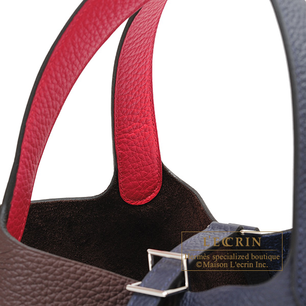 Hermes Picotin Lock casaque 2 bag MM Blue nuit/ Rouge sellier