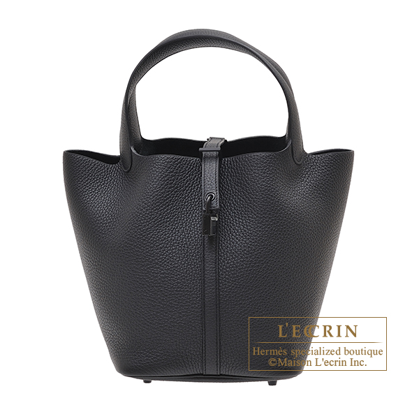 Hermes　Picotin Lock Monochrome bag 22/MM　So-black　Black　Clemence leather　Black hardware