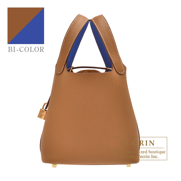 Hermes　Picotin Lock　Eclat bag 18/PM　Gold/　Blue royal　Clemence leather/　Swift leather　Gold hardware