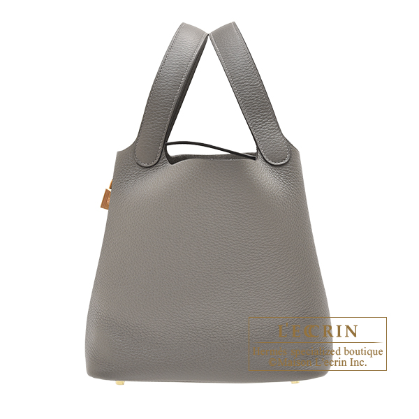 Hermes Picotin Lock bag MM Orange poppy Clemence leather Silver
