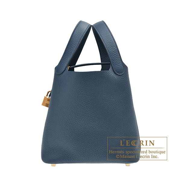Hermes　Picotin Lock bag 18/PM　Blue de presse　Clemence leather　Gold hardware