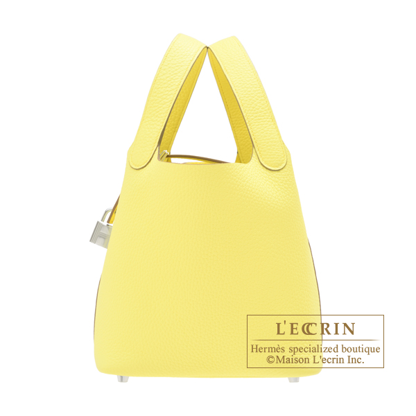 Hermes Picotin Lock bag PM Limoncello Clemence leather Silver