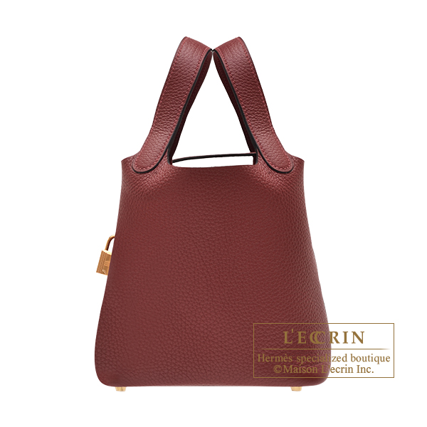 Hermes Picotin Lock bag MM Rouge sellier Clemence leather Silver
