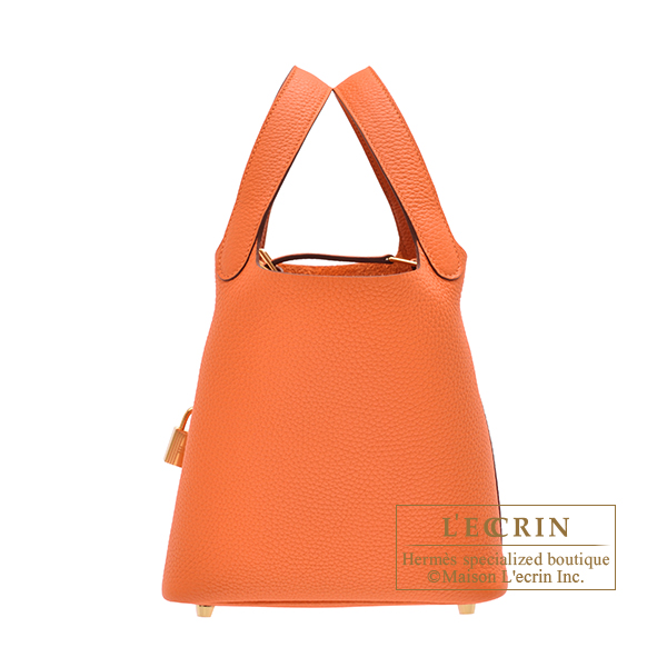 Hermes Clemence Leather Orange Poppy Picotin Lock 18